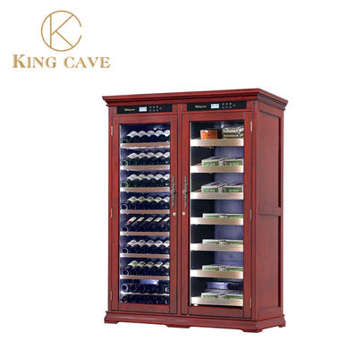 İyi bir fiyat. Kilitlenebilir Çift Bölge Ahşap Çerçeve Elektrik Şarap Soğutucu Sigara Humidor Dolabı çevrimiçi