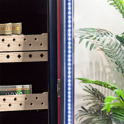 İyi bir fiyat. Cam Kapı Kırmızı Ahşap Çerçeve Dolabı Sigara Soğutucu Kilitli Humidor çevrimiçi
