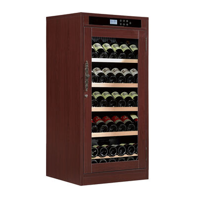 İyi bir fiyat. Burgundy Ahşap Finish Şarap Soğutucu Dolabı Kilitlenebilir Cam Kapısı ve Termoelektrik Soğutma çevrimiçi